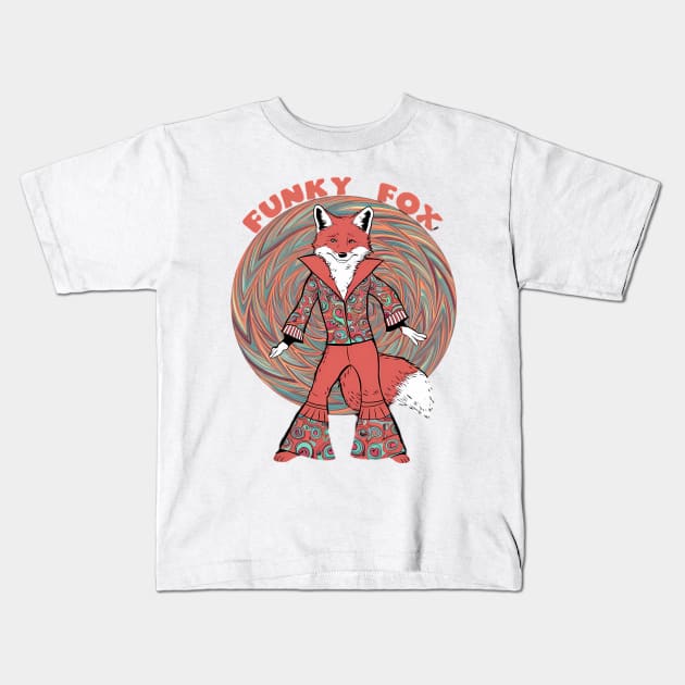 Cool disco dancer funky fox Kids T-Shirt by Spaceboyishere